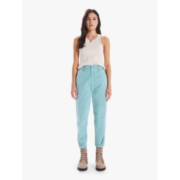 MOTHER Pants - Mother The Catch All Prep Ankle Crop Pants Killing Time in Nile Blue Size 24 NWT